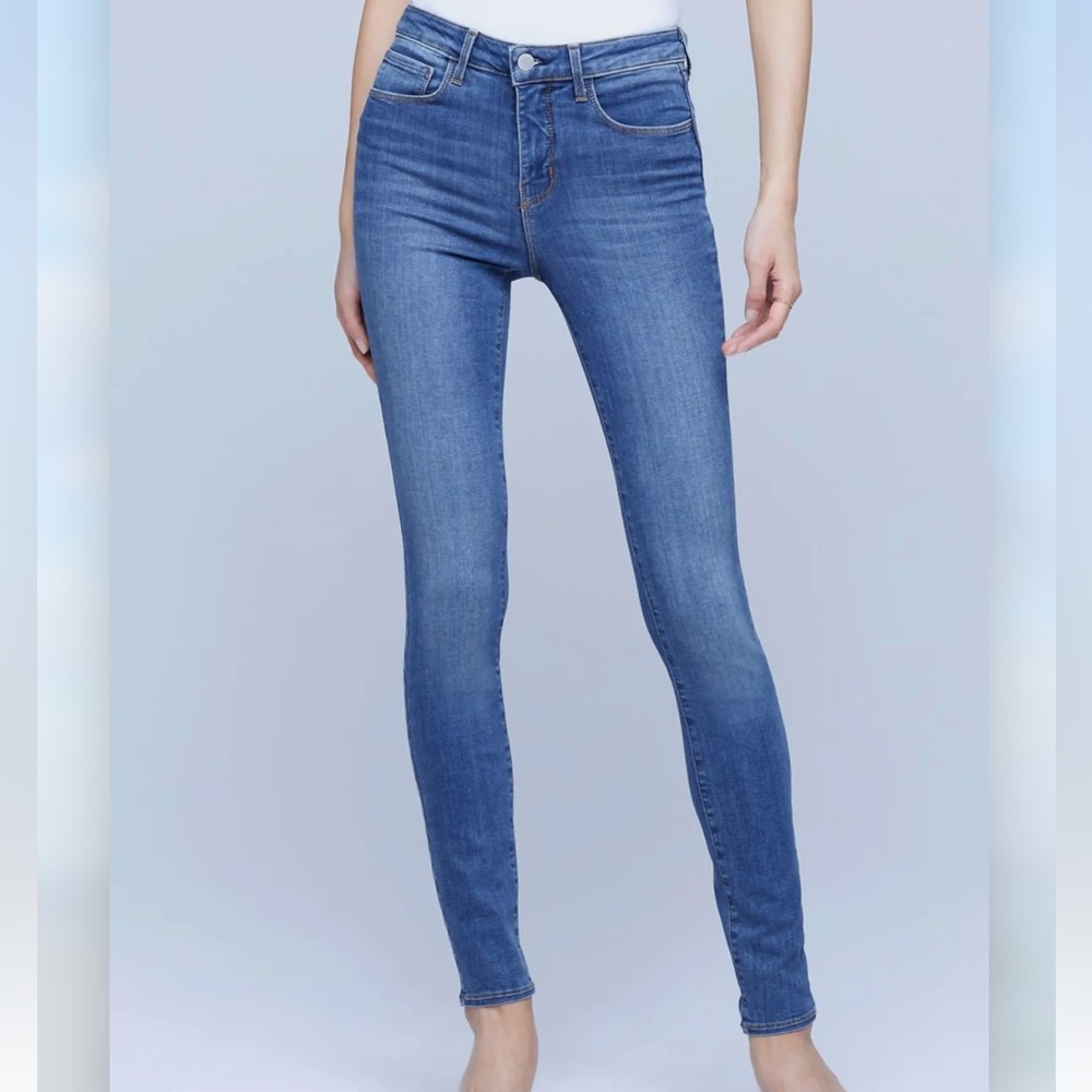 L'Agence Marguerite High Rise Skinny Jeans Light Vintage Stretchy Size 25